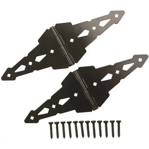 (2-Pack) 8 in. Black Heavy-Duty Decorative Strap Hinges