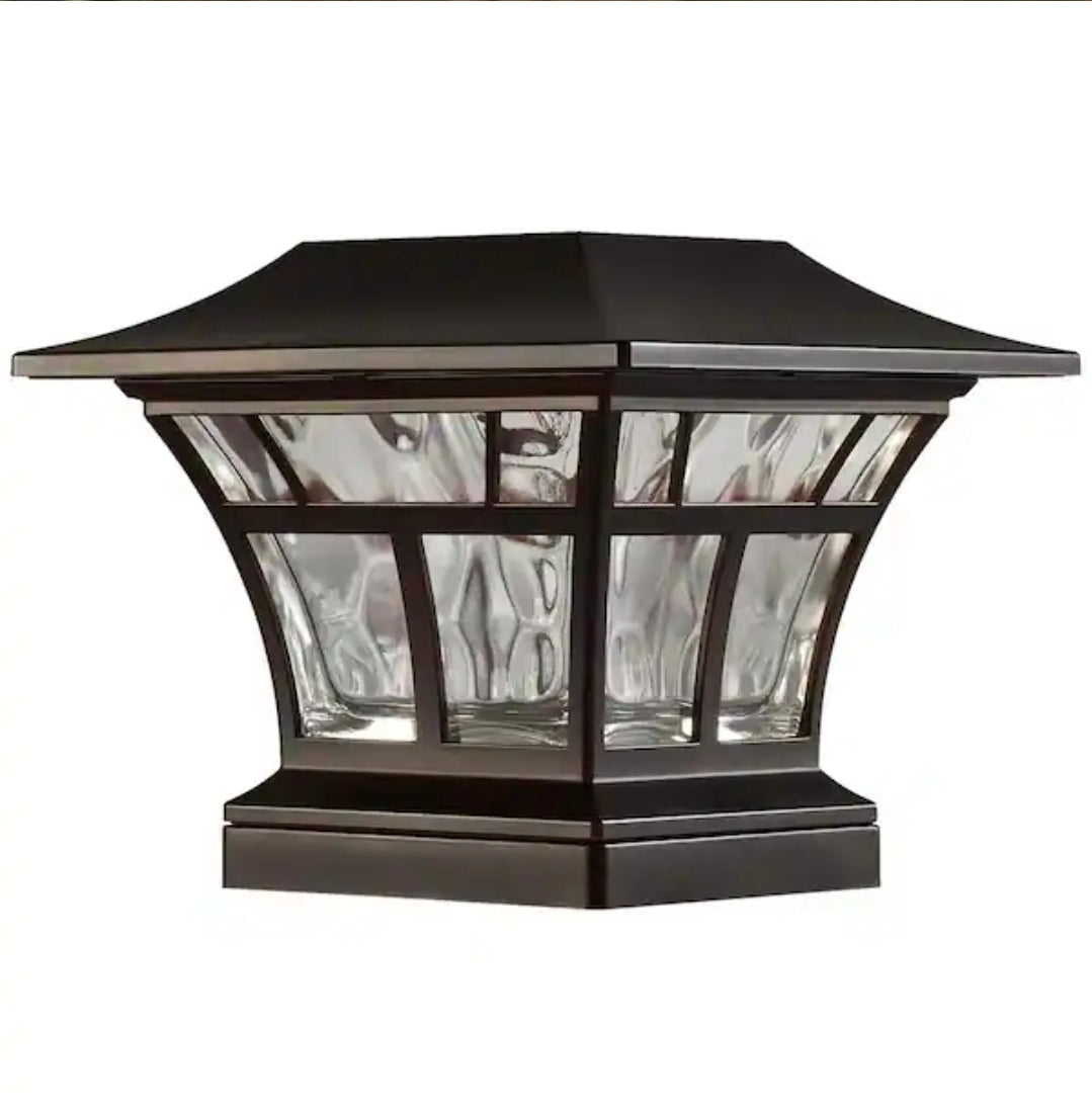 Hampton Bay 4x4 or 6x6 Mediterranean Bronze Integrated LED Outdoor Solar Deck Post Light