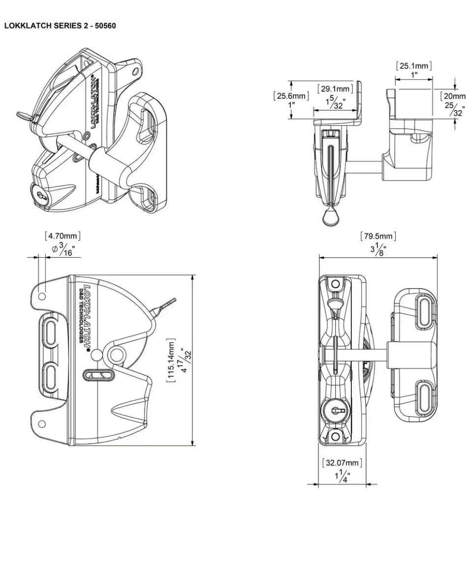 D&D Black Key-Lockable Gate Latch
