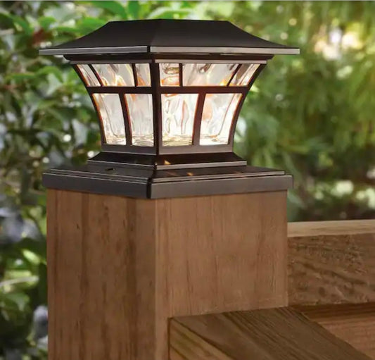 4x4 or 6x6 Mediterranean Bronze Integrated LED Outdoor Solar Deck Post Light