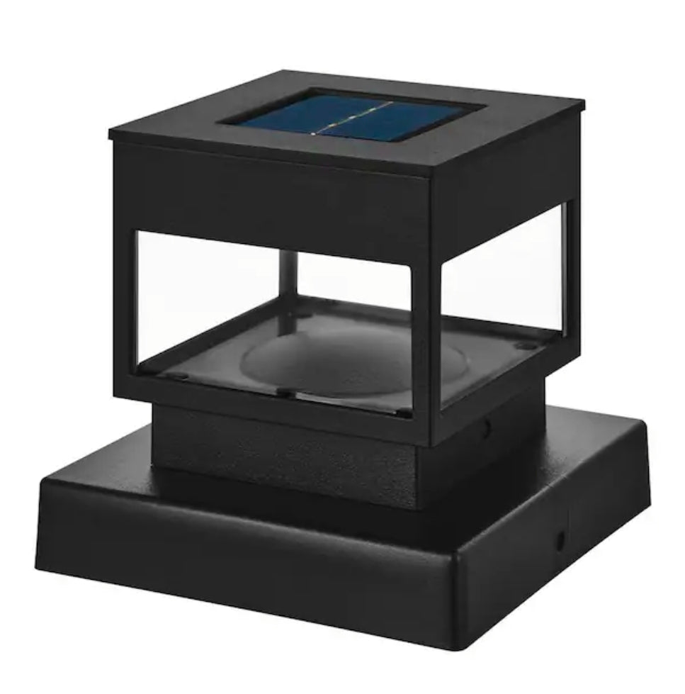 Hampton Bay 10 Lumen Black LED Outdoor Solar 4x4 Deck Post Cap Light Fits 2.5 in. x 2.5 in./3.5 in. x 3.5 in./4 in. x 4 in. Posts