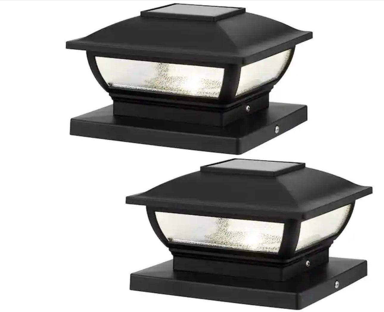 Hampton Bay
4 x 4 or 6 x 6 Black Integrated LED Outdoor Solar Deck Post Cap Light (2-Pack)