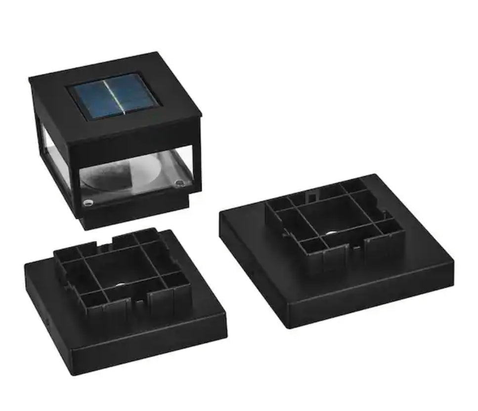 Hampton Bay 10 Lumen Black LED Outdoor Solar 4x4 Deck Post Cap Light Fits 2.5 in. x 2.5 in./3.5 in. x 3.5 in./4 in. x 4 in. Posts