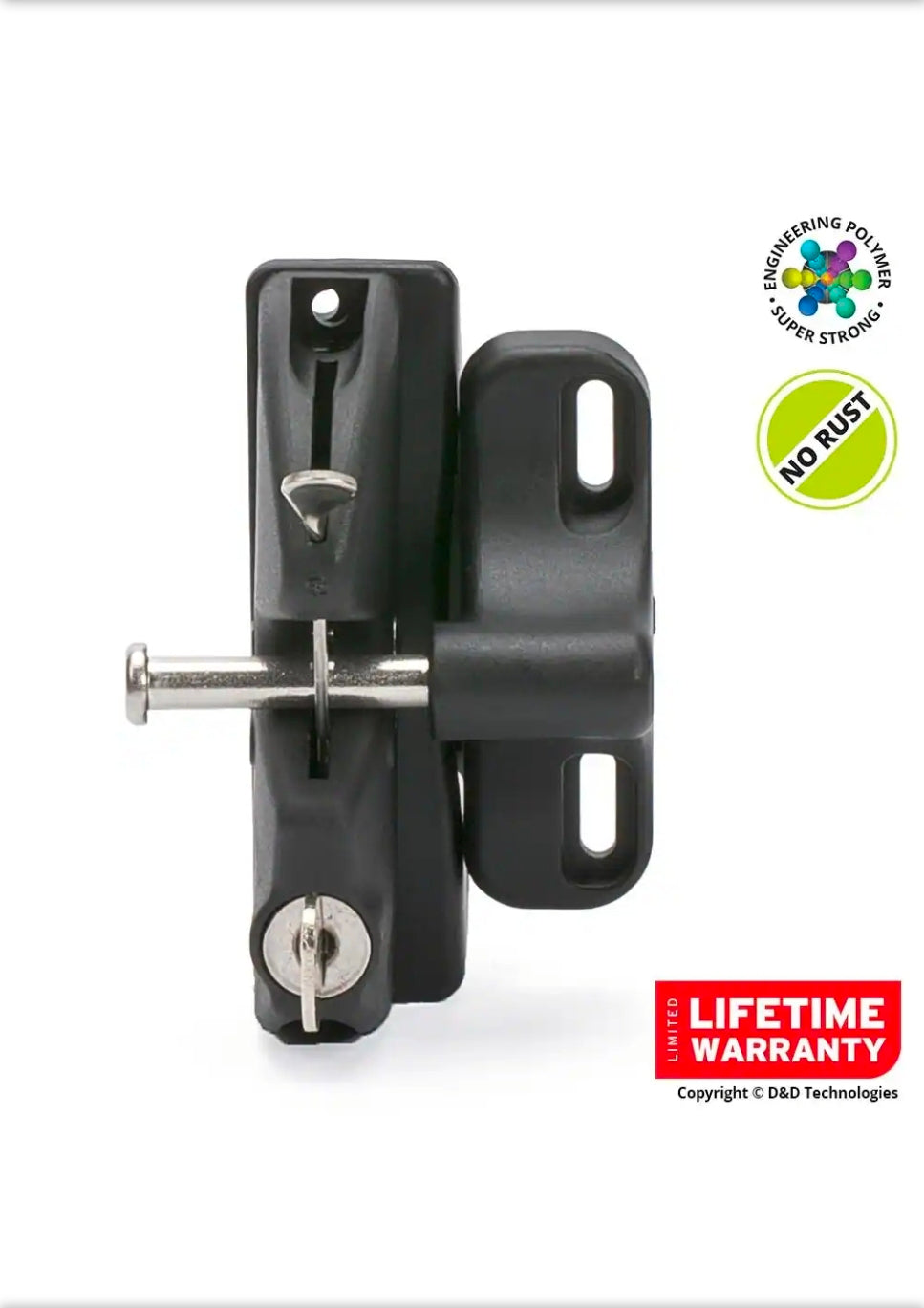 D&D Black Key-Lockable Gate Latch
