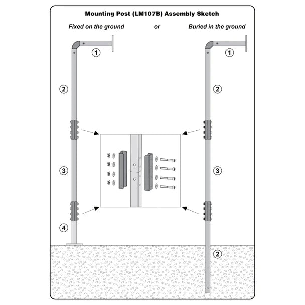 Universal Keypad Gooseneck Mounting Post - Black